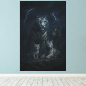Stormborn White Tiger Family – Thunder Realm Guard Canvas Afdruk (Insitu (Houten vloer))