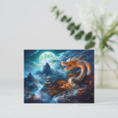 Stormcaller – Chinese Airbrush Dragon in Blue Ligh Briefkaart (Staand voorkant)