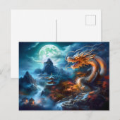Stormcaller – Chinese Airbrush Dragon in Blue Ligh Briefkaart (Voorkant / Achterkant)