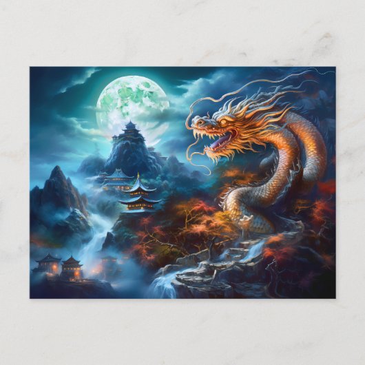 Stormcaller – Chinese Airbrush Dragon in Blue Ligh Briefkaart (Voorkant)