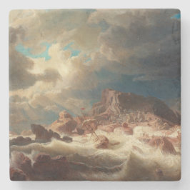 Stormechtige zee met een scheepswrak (van Marcus L Stenen Onderzetter