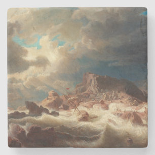 Stormechtige zee met een scheepswrak (van Marcus L Stenen Onderzetter