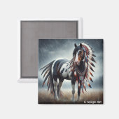 Stormen hengsten Native American Paint Horse Magne Magneet (Voorkant / Achterkant)