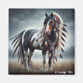Stormen hengsten Native American Paint Horse Magne Magneet (Voorkant)