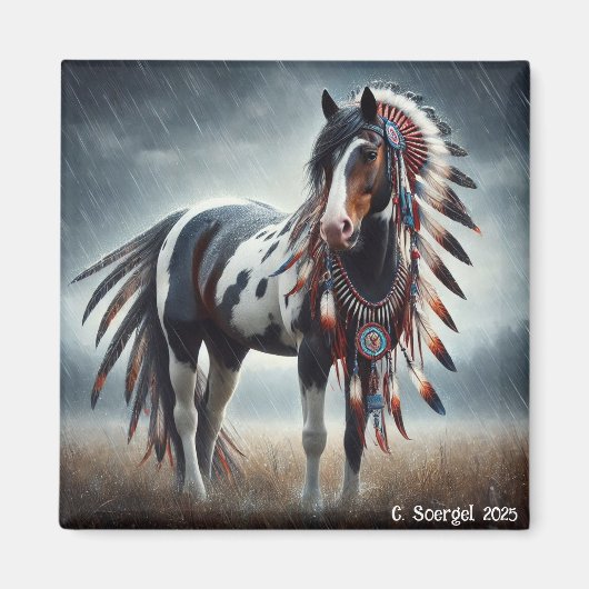 Stormen hengsten Native American Paint Horse Magne Magneet (Voorkant)