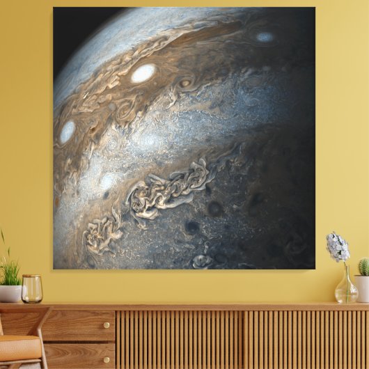 Stormen op Jupiter van Juno Cam (2017) Canvas Afdruk (Insitu (Woonkamer))
