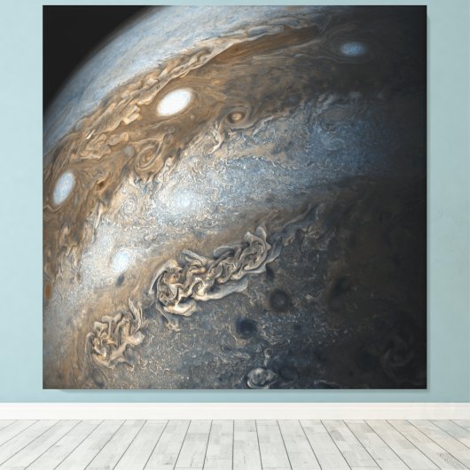 Stormen op Jupiter van Juno Cam (2017) Canvas Afdruk (Insitu (Houten vloer))