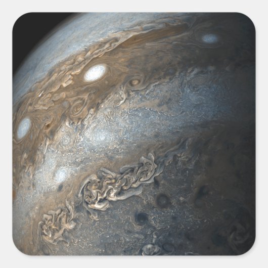 Stormen op Jupiter van Juno Cam (2017) Vierkante Sticker (Voorkant)