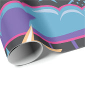 Stormen wolken, bliksemschichten en sterrenpatroon cadeaupapier (Rol Hoek)