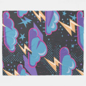 Stormen wolken, bliksemschichten en sterrenpatroon fleece deken (Voorkant (Horizontaal))