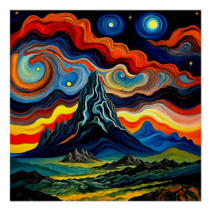 Stormen wolken boven de bergen 4 perfect poster