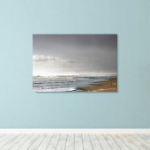 Stormend Zee, verafgelegen pier Canvas Afdruk (Insitu (Houten vloer))