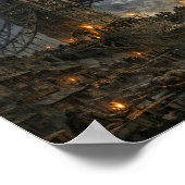 Stormgebonden Middeleeuwse Londen Tower Bridge Pos Poster (Hoek)
