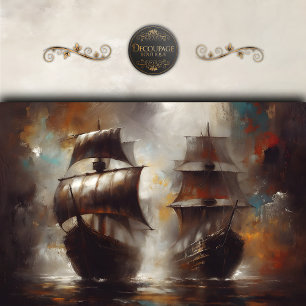 Stormgebonden Viking-schepen Découpage Tissuepapier