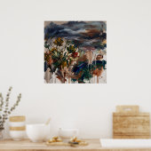 Stormig Abstract Bloemstuk Landschaps Poster (Keuken)