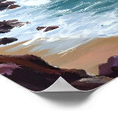 Stormige Kust | Schilderij van strand oceaan golve Poster (Hoek)