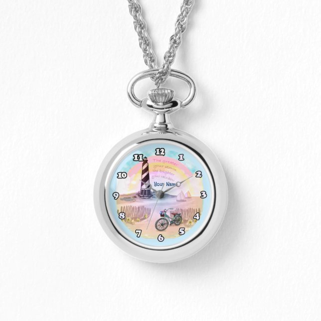 Stormige Vuurtoren Fiets Horloge (Voorkant)