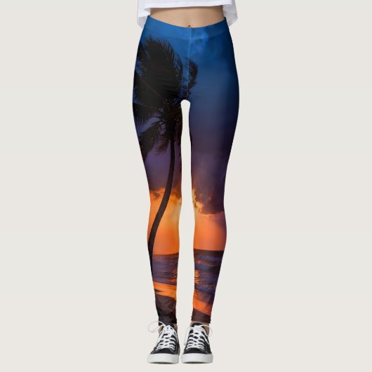 Stormige Zonsondergang Strand Leggings Vrouwen | D (Voorkant)