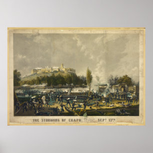 Storming van de Mexicaanse Chapultepec-oorlog in A Poster