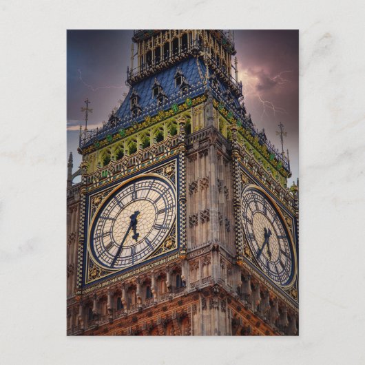 Stormlicht boven Big Ben – Londen Briefkaart (Voorkant)
