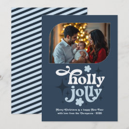 Stormlight Blue Modern Blue Christmas Photo Feestdagenkaart