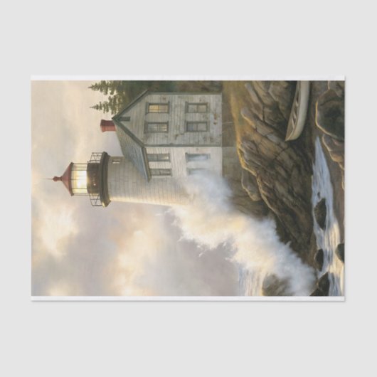 Stormlit Lighthouse By The Sea Decoupage Tissuepapier (Voorkant)