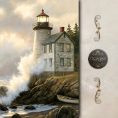 Stormlit Lighthouse By The Sea Decoupage Tissuepapier