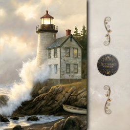 Stormlit Lighthouse By The Sea Decoupage Tissuepapier