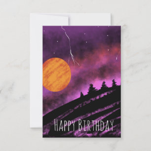 Stormlucht Illustratie Paars Verjaardag Kaart