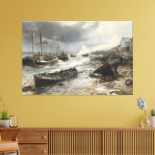 Storm's Wake: Wrecked Vissen Boats Art Canvas Afdruk (Insitu (Woonkamer))