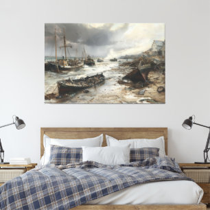 Storm's Wake: Wrecked Vissen Boats Art Canvas Afdruk