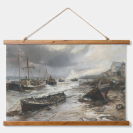 Storm's Wake: Wrecked Vissen Boats Art Hangend Wandkleed