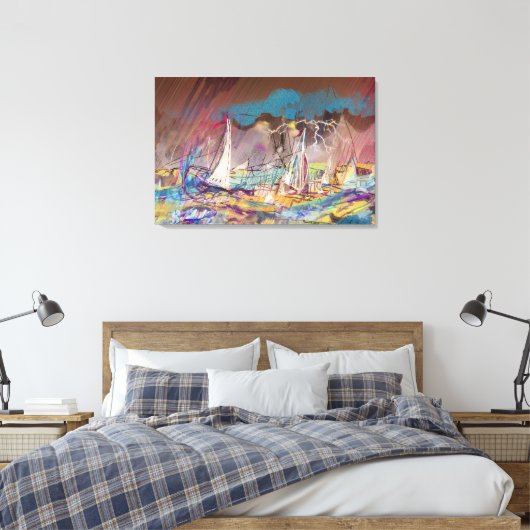 STORMSAILBOATS CANVAS AFDRUK (Insitu (Slaapkamer))