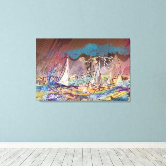 STORMSAILBOATS CANVAS AFDRUK (Insitu (Houten vloer))