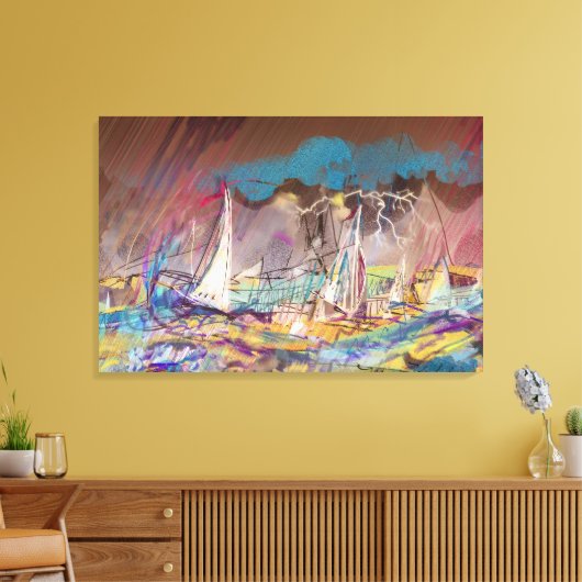 STORMSAILBOATS CANVAS AFDRUK (Insitu (Woonkamer))