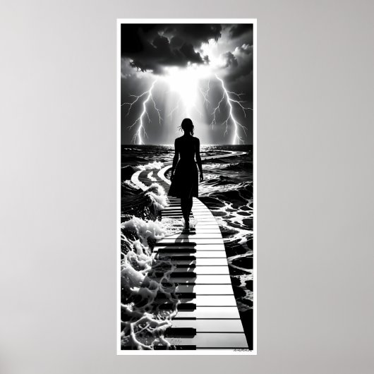 Stormsonate op de monochrome zee poster (Voorkant)