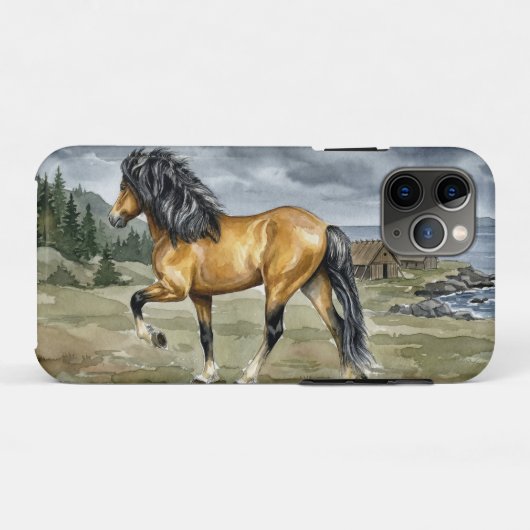 Stormur IJslands paard bij de zee Case-Mate iPhone Case (Achterkant (horizontaal))