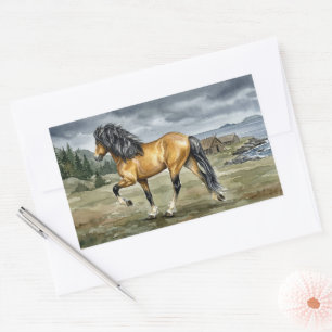 Stormur IJslands paard bij de zee Rechthoekige Sticker