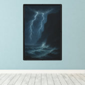 Stormverlichte oceaankliffen canvas afdruk (Insitu (Houten vloer))