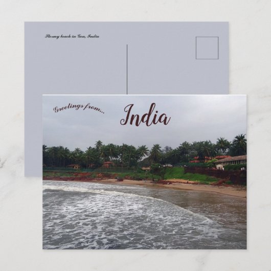 Stormy Beach bij Goa India Briefkaart (Voorkant / Achterkant)