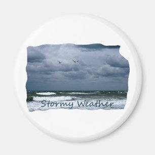 Stormy Beach met Seagulls Afbeelding Tekst Magneet