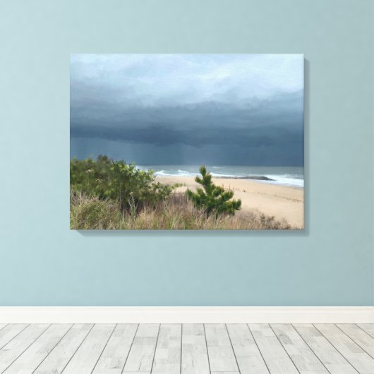 Stormy Beach scène Canvas Afdruk (Insitu (Houten vloer))
