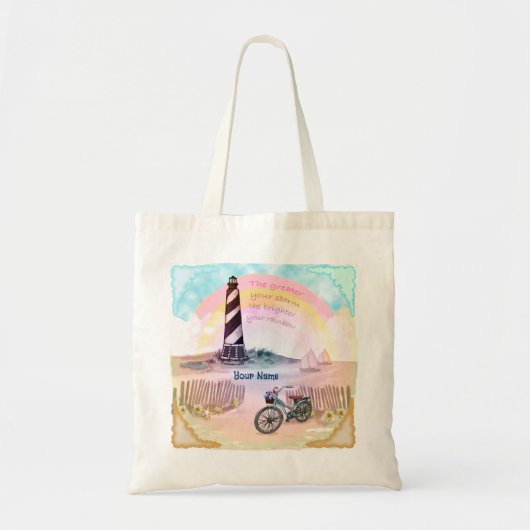 Stormy Bike Lighthouse boodschappentas Tote Bag (Voorkant)