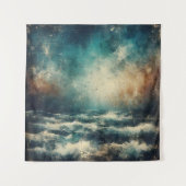 Stormy Blue Ocean Old Photograph Wandkleed (Voorkant)