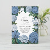 Stormy Blue, Steel Mist & Winter Pearl Wedding Kaart (Staand voorkant)