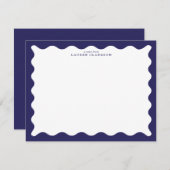 Stormy Blue Wavy Frame Note Card Kaart (Voorkant / Achterkant)