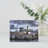 Stormy Cape Neddick "Nubble" lichthuis Briefkaart (Staand voorkant)