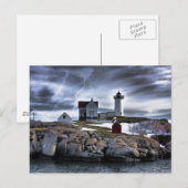 Stormy Cape Neddick "Nubble" lichthuis Briefkaart (Voorkant / Achterkant)