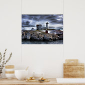 Stormy Cape Neddick vuurtoren York, ME Poster (Keuken)