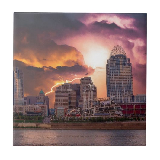 Stormy Cincinnati Great American Ball Park Tegeltje (Voorkant)